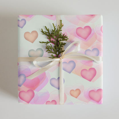 Watercolor Hearts Wrapping Paper Sheets