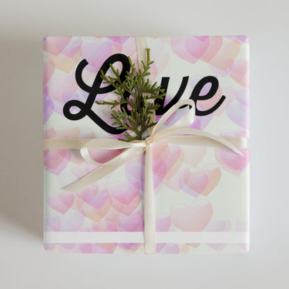 Pink Hearts Wrapping Paper Sheets