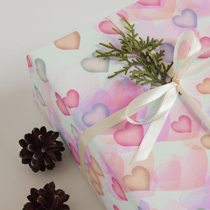 Small Watercolor Hearts Wrapping Paper Sheets