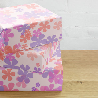 Pink Flowers Wrapping Paper Sheets