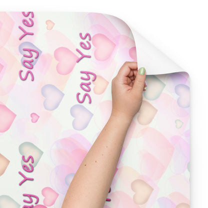 Say Yes Pink Hearts Wrapping Paper Sheets