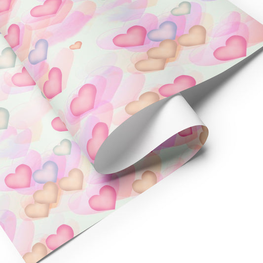 Watercolor Hearts Wrapping Paper Sheets