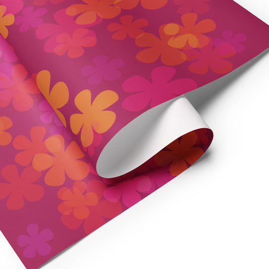 Orange Yellow Pink Flowers Wrapping paper sheets