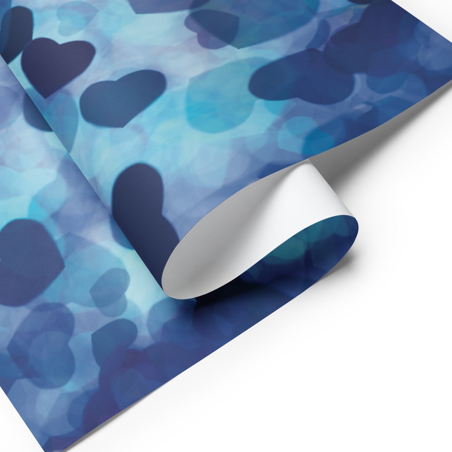 Light Blue, Navy Blue Hearts Wrapping paper sheets
