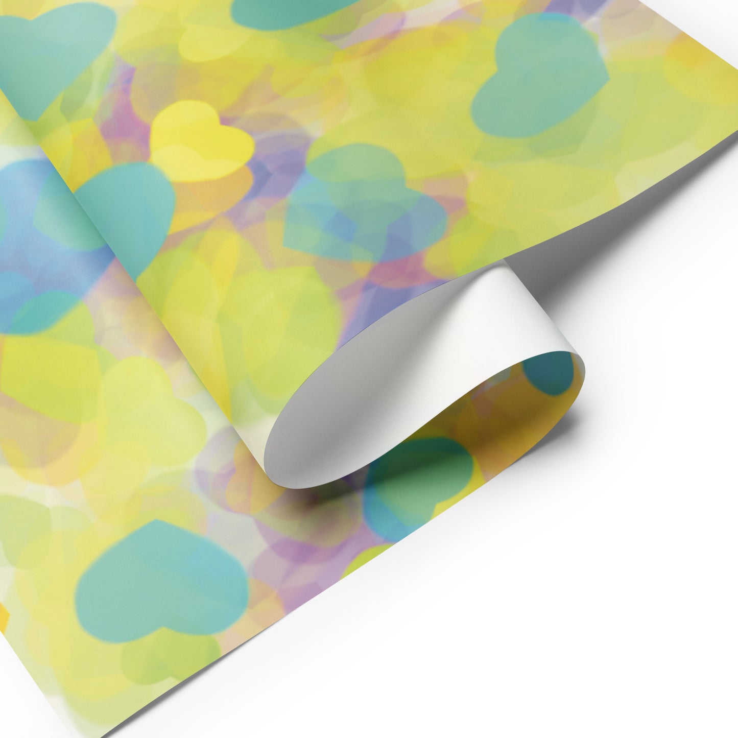 Yellow Blue Hearts Wrapping paper sheets