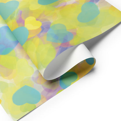 Yellow Blue Hearts Wrapping paper sheets