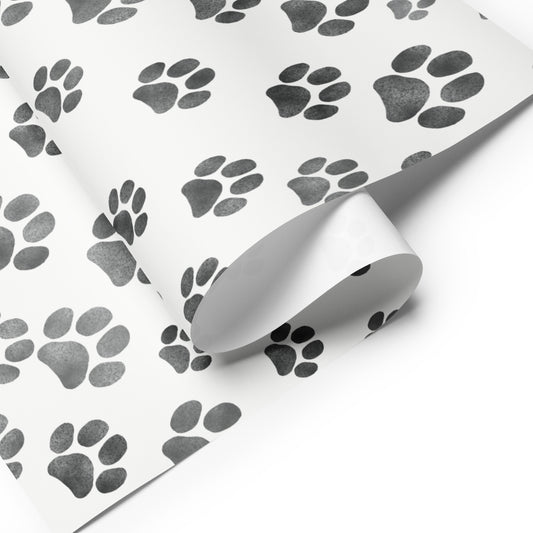 Dog Paw Print Black and White Wrapping paper sheets
