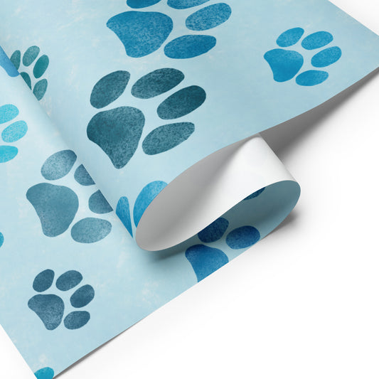 Dog Paw Print Blue Big Wrapping paper sheets